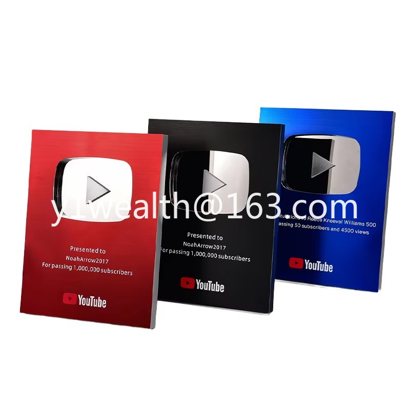 Esports Gaming Trophy - Custom Play Button Silver Gold Aluminum
