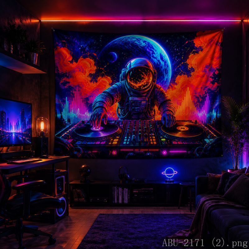 Space Astronaut Disc Tapestry  - đánh giá và giá Esports Gaming Room
