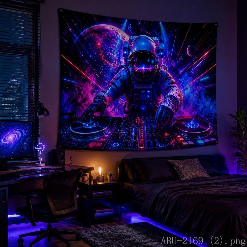 Space Astronaut Disc Tapestry  - đánh giá và giá Esports Gaming Room
