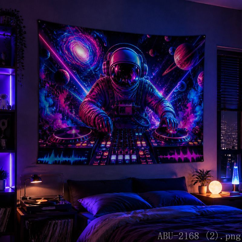 Space Astronaut Disc Tapestry  - đánh giá và giá Esports Gaming Room